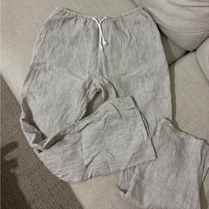 Brandy Melville beige/white stripe drawstring pants